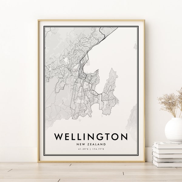 Wellington Map Print, Wellington New Zealand Personalized City Map, new job gift, Retro Wellington city map, gifts for her, Instant Download