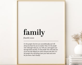 Family Definition Print, Family Minimalist Print Modern Wall Art, Self Love Wall Art, Family Book Quote Print, Family Digital Download