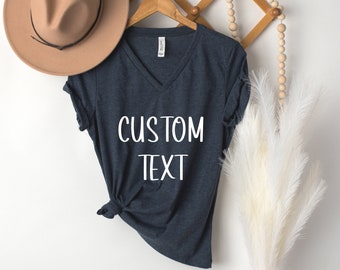 Custom V-neck T-shirt, Personalized V-neck Shirt, Soft Custom Shirt, Custom Women V-neck, Cute Custom Shirt for Women, Personalized V-neck