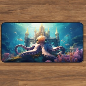 Underwater Kingdom Desk Mat - Ocean Theme Decor, Gaming Mouse Pad, Office Accessory, Octopus Mouse Pad, Gaming Desk Mats, Mouse pad