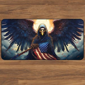 Gothic American Flag Desk Mat, Dark Aesthetic Office Mat, Unique Gamer Desk Pad, Home Decor for Halloween, Gaming Desk Mats, Mouse Pad