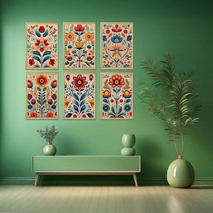 Indian Folk Art Set of 6 Digital Download, Living Room Decor, Gallery wall set, Indian Painting, Poster Bundle, Printable, digital wall art