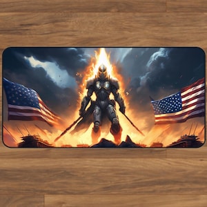 Gaming Mouse Pad Knight Design | Large Desk Mat | Gamer Accessory | Aesthetic Computer Decor | Office Gift | Gaming Desk Mats, Keyboard mat