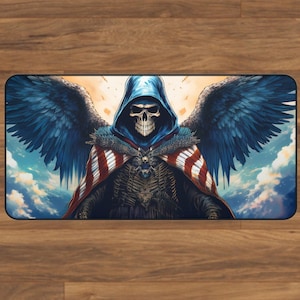 Gothic Desk Mat, Computer Mouse Pad, Gaming Accessories, Home Office Decor, Gaming Desk Mats, Dark Angel Grim Reaper Mouse Pad, Deskpads