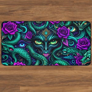 Medusa Snake Mouse Pad, Gothic Desk Mat, Mythical Creature Desk Pad, Gaming Desk Mats, Large Mouse Pad Aesthetic, Keyboard mat