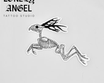 Jackalope Skeleton Temporary Tattoo: Desert Body Art