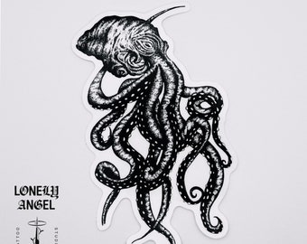 Realistic Octopus Temporary Tattoo: Original Art by Lonely Angel Tattoo Studio