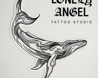 Whale Temporary Tattoo: Original Art, Realistic Design