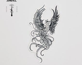 Phoenix Temporary Tattoo: Gothic Art Body Tattoo for Adults