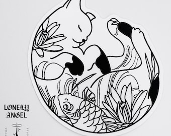 Cat Temporary Tattoo: Japanese Koi Fish Design