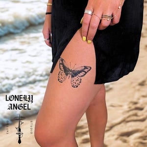 Dark Butterfly Temporary Tattoo | Butterfly Art | Temporary Tattoos Realistic | Fake Tattoos | Feminine Tattoos | Temporary Tattoos