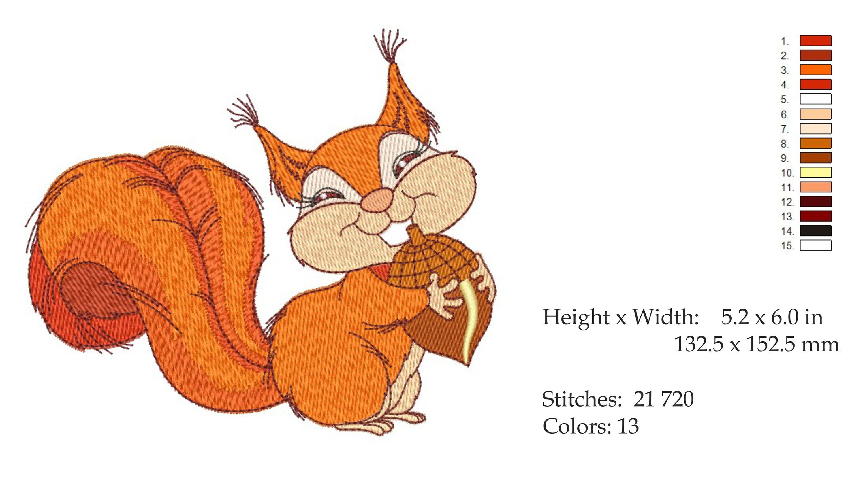 Squirrel embroidery design only one size  etsy Squirrel embroidery design only one size  etsy