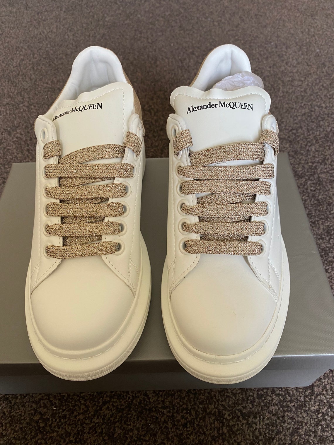 Alexander McQueen Sneakers Gold/Shiny Available in Uk Sizes | Etsy