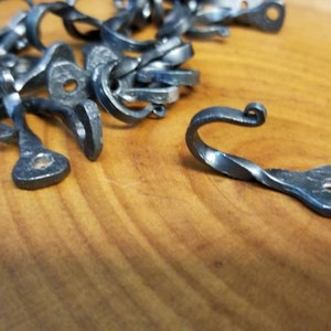 3 Hand forged horseshoe nail key hooks 1"x3/8"