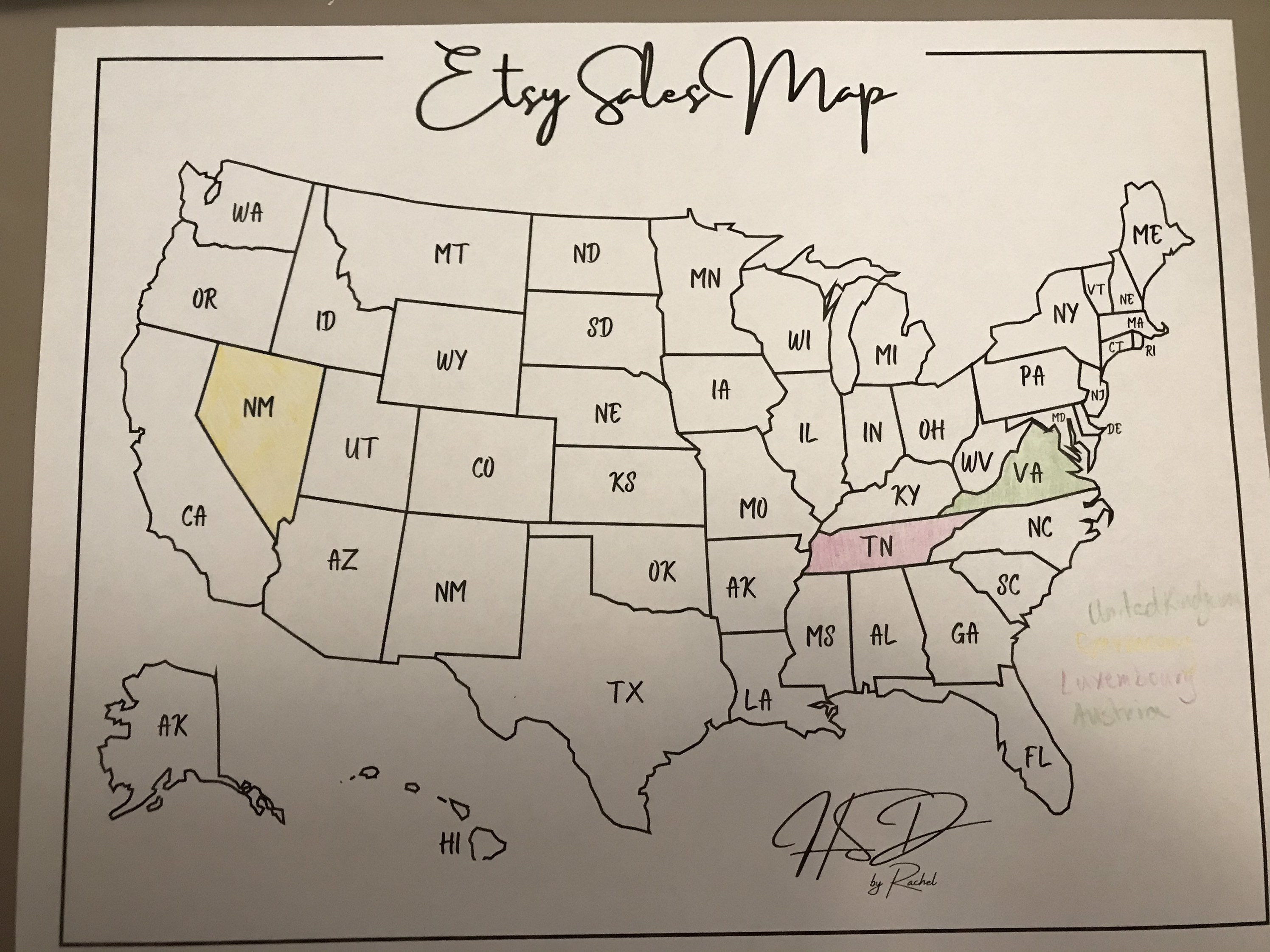 Etsy Sales Map Coloring the States USA PDF & PNG Etsy