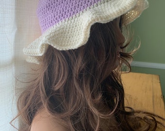 Sombrero Floppy Flower Power Morado/Blanco