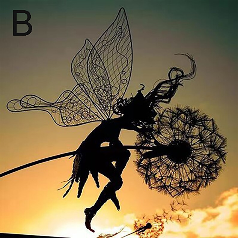 Fairy Dancing With Dandelion Garden Decoration Metal Art Etsy