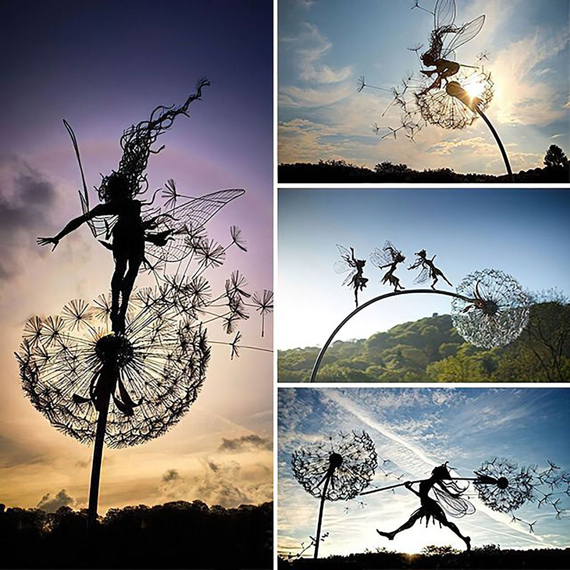 Fairy Dancing With Dandelion Garden Decoration Metal Art Etsy