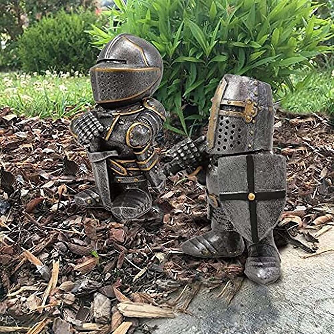 Knight Gnomes Guard Garden Statues Renaissance Cross Templar Etsy