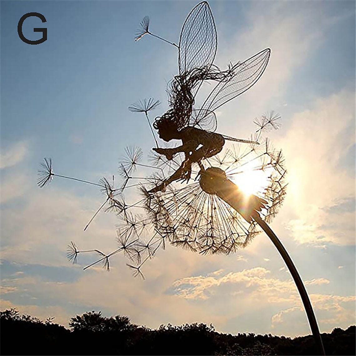 Fairy Dancing With Dandelion Garden Decoration Metal Art Etsy