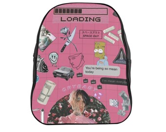 Large Backpack Lil peep pink aDhD Gustav painting Short Tempered design