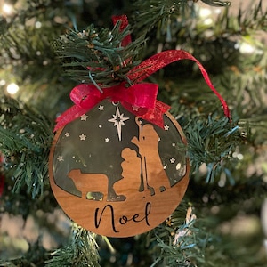 Religious Cherry/Frosted Acrylic Christmas Ornaments