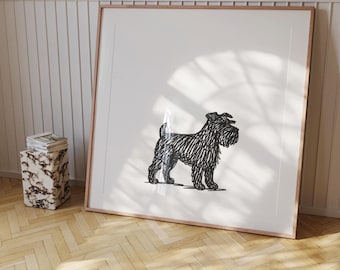 Schnauzer Scribble Dog Portrait, Playful Line Art (Digital Download)