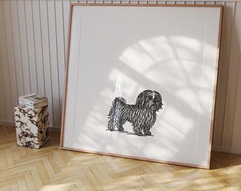 Maltese Dog Print, Playful Scribble Line Art (Digital Download)
