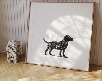 Labrador Retriever Scribble Dog Print, Playful Minimalist Line Art (Digital Download)