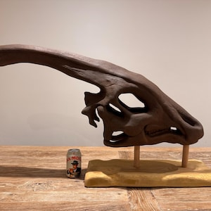 Parasaurolophus Dinosaur Skull 3D Printed, Handcrafted, Unique Decor, Textured Black & Bronze Finish, Heavy, Collector&#39;s Item