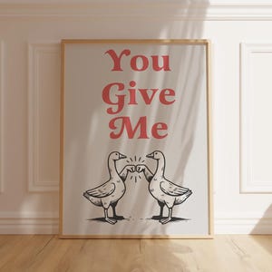 Funny Goose Art Print “You Give Me Goosebumps” – Quirky A4 A3 Digital Download, Minimalist Bird Pun Wall Decor, Instant Printable