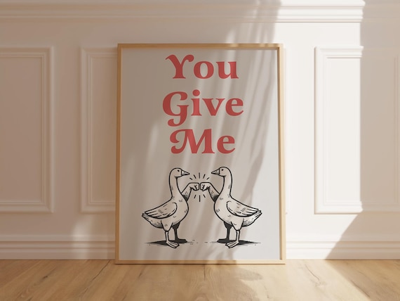 Funny Goose Art Print – Minimalist Bird Pun Decor (Digital Download)