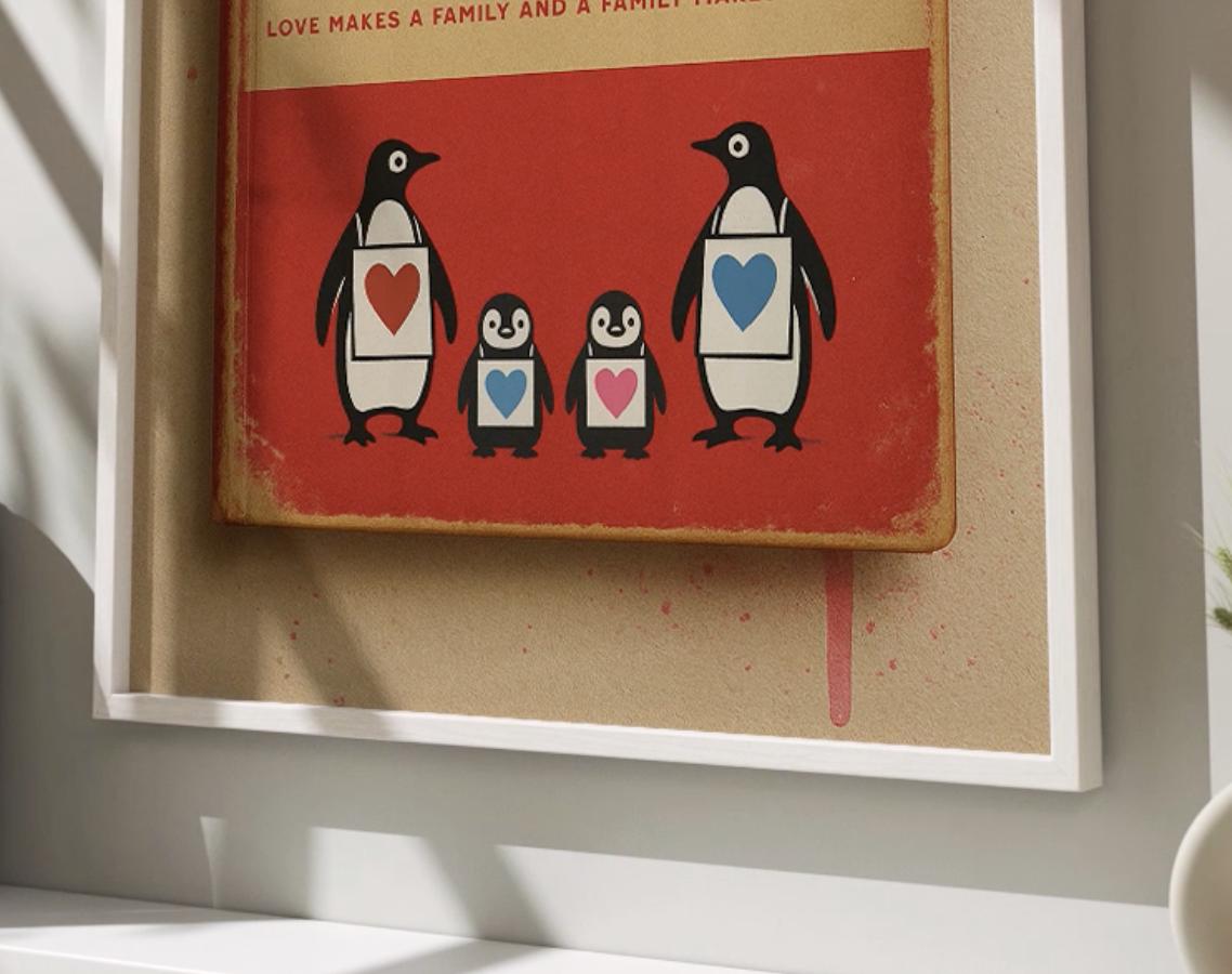 Personalised Penguin Family Book Cover Print, Custom Nursery Wall Art  (digital Download) - Etsy, image size:1138x900