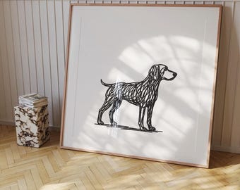 Weimaraner Dog Portrait, Playful Scribble Line Art (Digital Download)