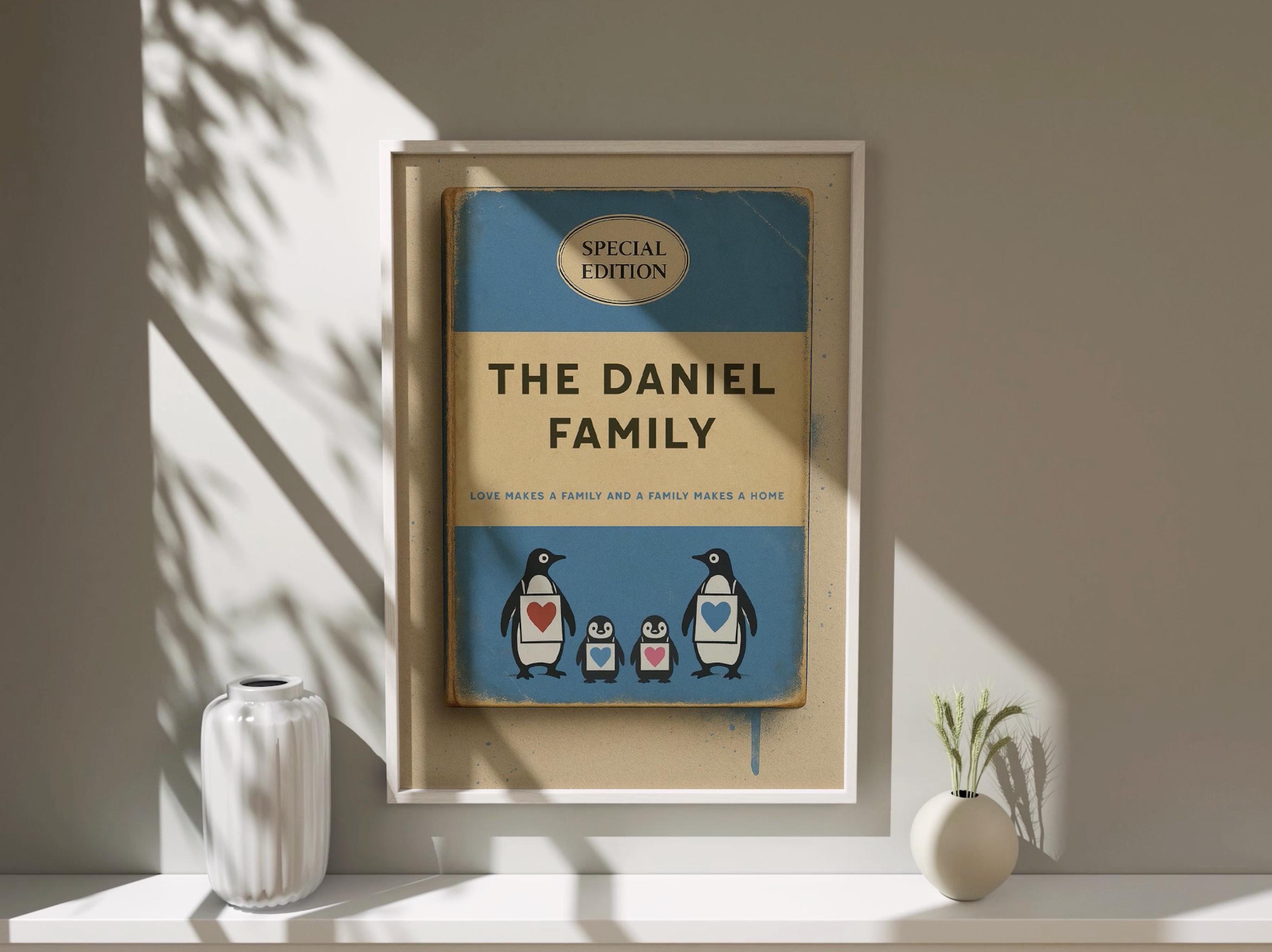 Personalised Penguin Family Book Cover Print, Custom Nursery Wall Art  (digital Download) - Etsy, image size:2742x2052