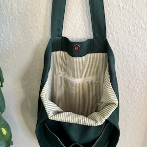 Handmade Shopper handbag Women Canvas Shopping bag tote bag Fabric bag with inner pocket Gift Ladies and gentlemen unisex image 3