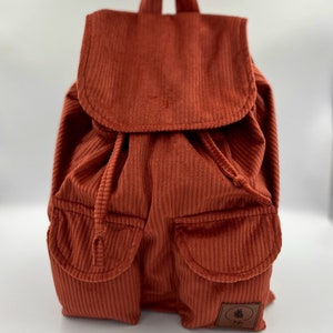 Handmade Cord Backpack Women's backpack bagpack with inner pocket and outer pockets hand-sewn handmade gift Copper