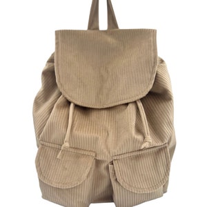 Handmade Cord Backpack Women's backpack bagpack with inner pocket and outer pockets hand-sewn handmade gift Beige