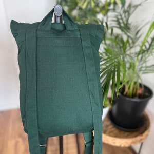 Handmade Rucksack Canvastasche Damen und Herren mit Innentasche und Vordertasche handgenäht Geschenk Bild 3