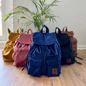 Handmade Cord Rucksack | Damen Rucksack Bagpack mit Innentasche und Außentaschen | handgenäht |handgemacht Geschenk