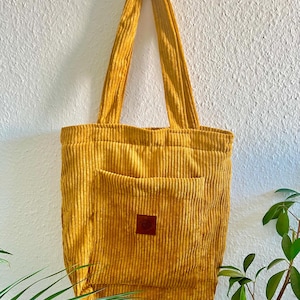 Handmade Cord Handtasche | Shopper | Totebag | Einkaufstasche | Stofftasche | Schultertasche mit Reißverschluss und Innentasche | Damen