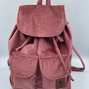 Handmade Cord Backpack Women's backpack bagpack with inner pocket and outer pockets hand-sewn handmade gift Puder