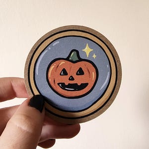 Retro Halloween-sticker pompoen/Jack O' Lantern koekjeskoekje