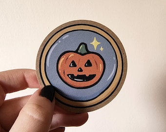 Adesivo Kraft per biscotti zucca/Jack O'Lantern di Halloween retrò