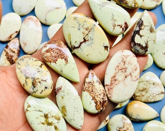 Lemon Chrysoprase Cabochon Lot: AAA Gemstone for Jewelry Making