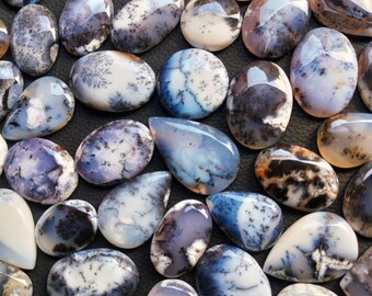 Handmade Dendrite Cabochon Lot: Loose Gemstones for Jewelry Making