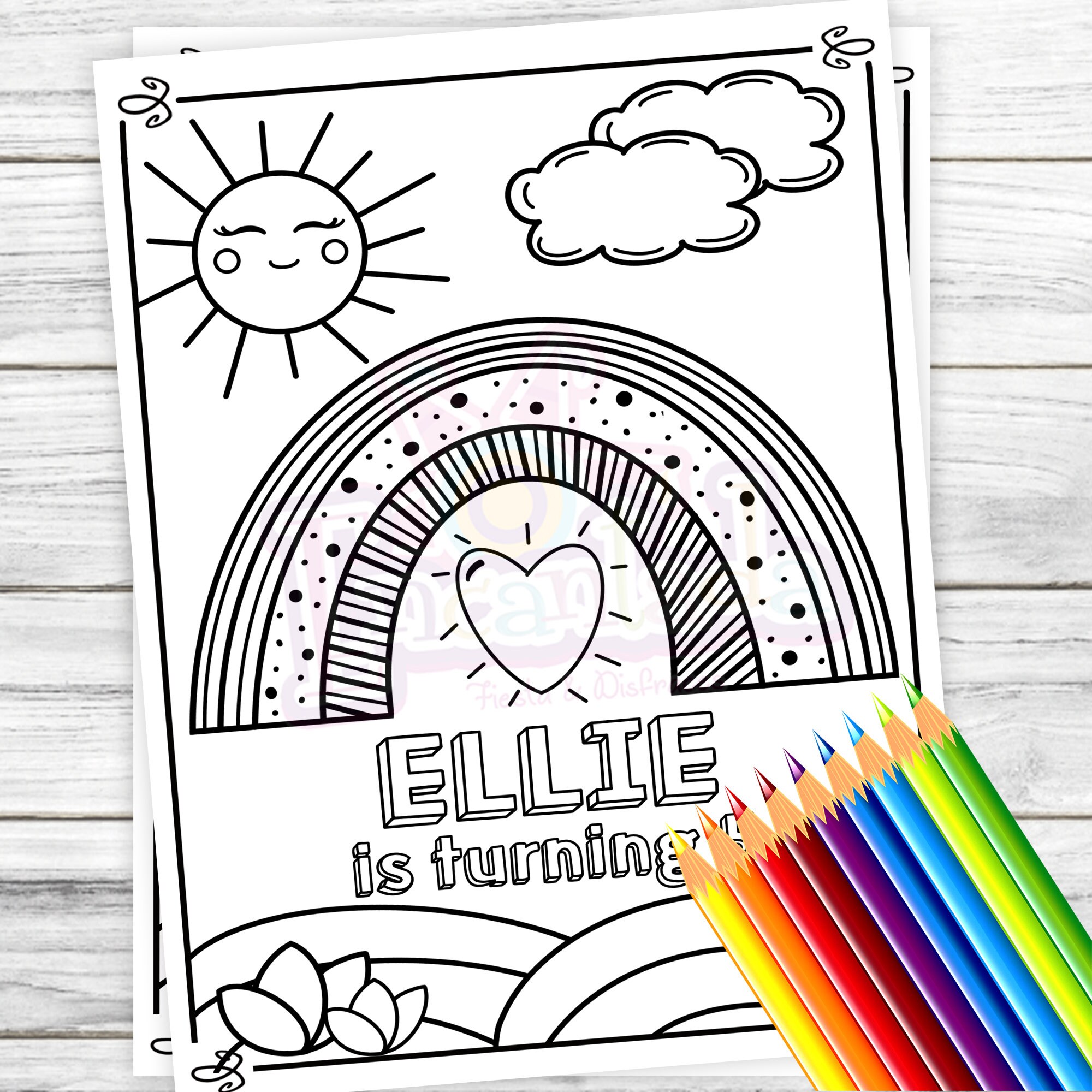 Rainbow Coloring Page Rainbow Party Rainbow Birthday - Etsy Canada