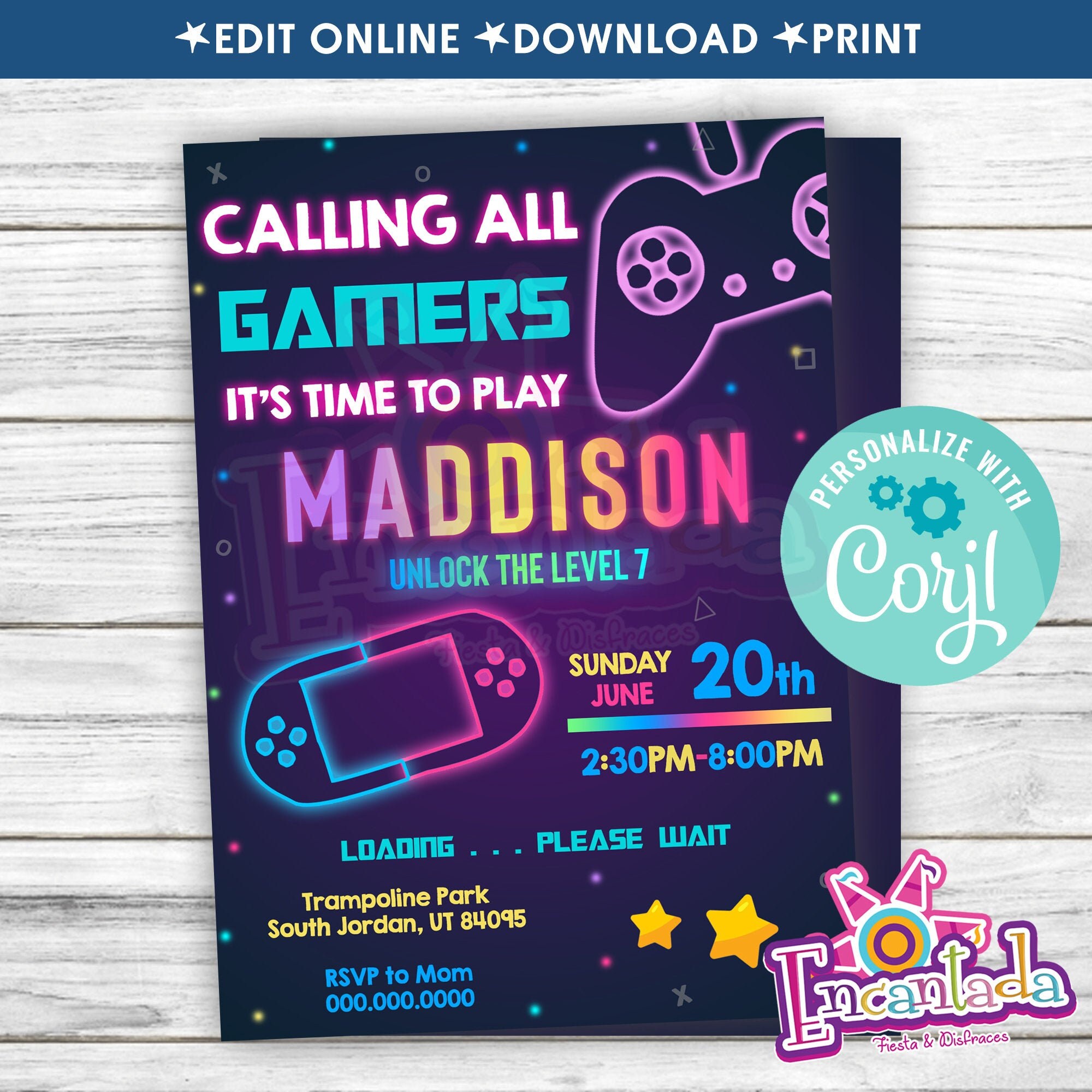 Video Game Party Invitation Video Game Birthday Invite Gamer Etsy