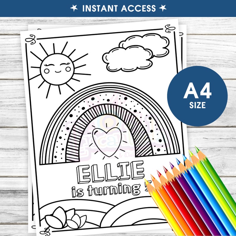 Rainbow Coloring Page Rainbow Party Rainbow Birthday - Etsy Canada