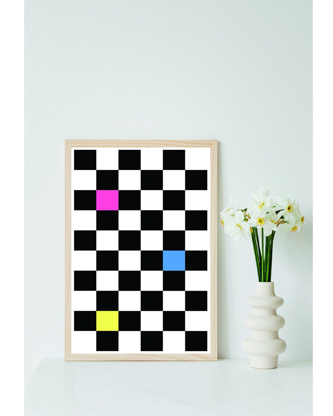 Checkerboard Colorful Geometric Art Print Wall Art Printable Etsy